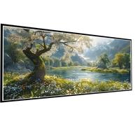 Large Diamond Art Kits Adults Tree Diamond Painting Lake, 5D Square Full Drill Rhinestone Crystal Art Kits for Adults Mosaic Kit, Embroidery Kit for Beginners for Home Wall Decor 80x160cm P1-212