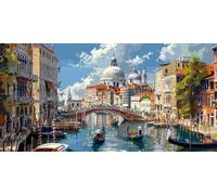 Large Diamond Art Kits Adults, Venice Water City 5D Diamond Painting for Kids Crystal Gem Art Full Drill Canvas Painting DIY Cross Stitch Crafts Home Wall Room Decor, Gifts for Women 10x20 inch a-958