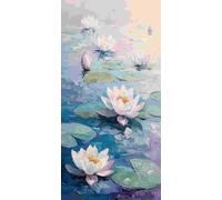 Large Diamond Art Kits Adults, Water Lily 5D Diamond Painting for Kids Crystal Gem Art Round Full Drill Canvas Painting DIY Cross Stitch Crafts Home Wall Room Decor, Gifts for Women 10x20 inch a-910