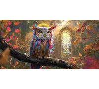 Large Diamond Art Kits Adults, Water Lily Owl 5D Diamond Painting for Kids Crystal Gem Art Full Drill Canvas Painting DIY Cross Stitch Crafts Home Wall Room Decor, Gifts for Women 14x28 inch a-915