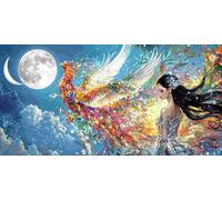 Large Diamond Art Kits Adults, Woman Phoenix 5D Diamond Painting for Kids Crystal Gem Art Round Full Drill Canvas Painting DIY Cross Stitch Crafts Home Wall Room Decor, Gifts for Women 24x48 inch a722