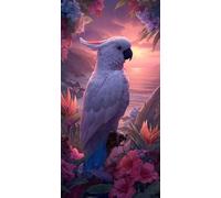 Large Diamond Art Kits for Adults Animal 40x80cm/16x32in Full Drill Round Rhinestone Big Diamond Painting Kit Parrot, Gem Art Cross Stitch Embroidery Canvas for Crafts Home Wall Decor Gifts f0j-110