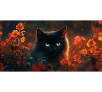 Large Diamond Art Kits for Adults Black Cat 50x100cm/20x40in Full Drill Round Rhinestone Big Diamond Painting Kit Flower, Gem Art Cross Stitch Embroidery Canvas for Crafts Home Wall Decor f0j-1027