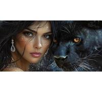 Large Diamond Art Kits for Adults Black Panther 50x100cm/20x40in Full Drill Round Rhinestone Big Diamond Painting Kit Woman, Gem Art Cross Stitch Embroidery Canvas for Crafts Home Wall Decor f0j-1061