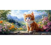 Large Diamond Art Kits for Adults Cat 50x100cm/20x40in Full Drill Round Rhinestone Big Diamond Painting Kit Scenery, Gem Art Cross Stitch Embroidery Canvas for Crafts Home Wall Decor Gifts f0j-1087