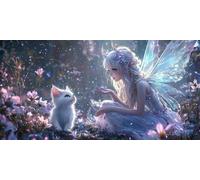 Large Diamond Art Kits for Adults Cat 50x100cm/20x40in Full Drill Round Rhinestone Big Diamond Painting Kit Elf, Gem Art Cross Stitch Embroidery Canvas for Crafts Home Wall Decor Gifts Women f0j-1014