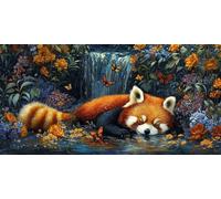 Large Diamond Art Kits for Adults Cute 50x100cm/20x40in Full Drill Round Rhinestone Big Diamond Painting Kit Red Panda, Gem Art Cross Stitch Embroidery Canvas for Crafts Home Wall Decor Gifts f0j-1036