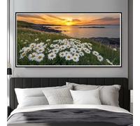 Large Diamond Art Kits for Adults Daisy, 5D Natural Landscape Diamond Painting Kits for Adults Beginners 47.2x23.6inch/120x60cm, Full Square Drill Diamond Dots Crystal Art Embroidery Craft (WL361)