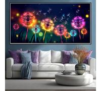 Large Diamond Art Kits for Adults Dandelion, 5D Fantasy Diamond Painting Kits for Adults Beginners 47.2x23.6inch/120x60cm, DIY Full Square Drill Diamond Dots Crystal Art Embroidery Craft (WL347)