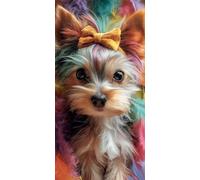 Large Diamond Art Kits for Adults Dog 60x120cm/24x48in Full Drill Round Rhinestone Big Diamond Painting Kit Bow, Gem Art Cross Stitch Embroidery Canvas for Crafts Home Wall Decor Gifts Women f0j-235