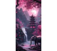 Large Diamond Art Kits for Adults Elephant 30x60cm/12x24in Full Drill Round Rhinestone Big Diamond Painting Kit Building, Gem Art Cross Stitch Embroidery Canvas for Crafts Home Wall Decor Gifts f0j-80