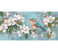 Large Diamond Art Kits for Adults Flowers, 5D Robin Diamond Painting Kits 39.4x15.7inch/100x40cm, DIY Full Square Drill Diamond Dots Crystal Art Embroidery Craft for Home Wall Decor Gifts (WL321)