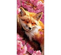 Large Diamond Art Kits for Adults Foxs 40x80cm/16x32in Full Drill Round Rhinestone Big Diamond Painting Kit Plum Blossom, Gem Art Cross Stitch Embroidery Canvas for Crafts Home Wall Decor Gifts f0j137