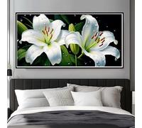 Large Diamond Art Kits for Adults Lily, 5D Flowers Diamond Painting Kits for Adults Beginners 55x27.6inch/140x70cm, DIY Full Square Drill Crystal Art Embroidery Craft for Home Wall Decor (WL121)