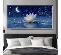 Large Diamond Art Kits for Adults Lotus, 5D Dreamlike Elegance Diamond Painting Kits for Adults Beginners 23.6x11.8inch/60x30cm, DIY Full Round Drill Diamond Dots Crystal Art Embroidery Craft (WL346)