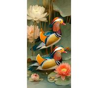Large Diamond Art Kits for Adults Mandarin Duck 50x100cm/20x40in Full Drill Round Rhinestone Big Diamond Painting Kit Animal, Gem Art Cross Stitch Embroidery Canvas for Crafts Home Wall Decor f0j-103