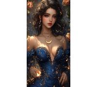 Large Diamond Art Kits for Adults Moon 60x120cm/24x48in Full Drill Round Rhinestone Big Diamond Painting Kit Woman, Gem Art Cross Stitch Embroidery Canvas for Crafts Home Wall Decor Gifts Women f0j161