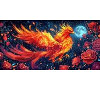 Large Diamond Art Kits for Adults Moon 70x140cm/28x56in Full Drill Round Rhinestone Big Diamond Painting Kit Phoenix, Gem Art Cross Stitch Embroidery Canvas for Crafts Home Wall Decor Gifts f0j-473