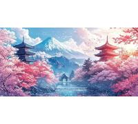 Large Diamond Art Kits for Adults Retro 50x100cm/20x40in Full Drill Round Rhinestone Big Diamond Painting Kit Building, Gem Art Cross Stitch Embroidery Canvas for Crafts Home Wall Decor Gifts f0j-1068