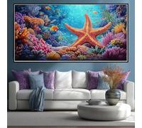 Large Diamond Art Kits for Adults Starfish, 5D Coral Diamond Painting Kits 47.2x23.6inch/120x60cm, DIY Full Round Drill Diamond Dots Crystal Art Embroidery Craft for Home Wall Decor Gifts (WL344)