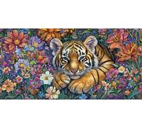 Large Diamond Art Kits for Adults Tiger 50x100cm/20x40in Full Drill Round Rhinestone Big Diamond Painting Kit Flower, Gem Art Cross Stitch Embroidery Canvas for Crafts Home Wall Decor Gifts f0j-1149