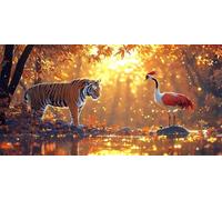 Large Diamond Art Kits for Adults Tiger 50x100cm/20x40in Full Drill Round Rhinestone Big Diamond Painting Kit Crane, Gem Art Cross Stitch Embroidery Canvas for Crafts Home Wall Decor Gifts f0j-1187