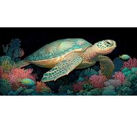 Large Diamond Art Kits for Adults Turtle 40x90 cm 5D DIY Diamond Painting Coral Full Drill Dimond Dots Paintings for Beginners Stress Relief Gem Art Cross Stitch Embroideryfor Christmas Gifts C-311