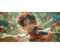 Large Diamond Art Kits for Adults Violin 30x60cm/12x24in Full Drill Round Rhinestone Big Diamond Painting Kit Woman, Gem Art Cross Stitch Embroidery Canvas for Crafts Home Wall Decor Gifts f0j-524