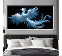 Large Diamond Art Kits for Adults White Bird, 5D Phoenix Diamond Painting Kits 55x27.6inch/140x70cm, DIY Full Square Drill Diamond Dots Crystal Art Embroidery Craft for Home Wall Decor Gifts (WL355)