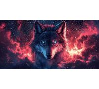 Large Diamond Art Kits for Adults Wolf 40x80cm/16x32in Full Drill Round Rhinestone Big Diamond Painting Kit Starry Sky, Gem Art Cross Stitch Embroidery Canvas for Crafts Home Wall Decor Gifts f0j-1189