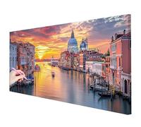 Large Diamond Art Landscape Kits 150x60cm 5D Diamond Painting Venice Kits for Adults, DIY Full Drill Crystal Gem Art Adult Crafts, Large Size Dimond Painting Embroidery Crafts Autumn Decor Gifts H-88