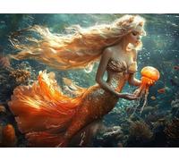 Large Diamond Art Mermaid Diamond Painting, Dimond Painting Animal Mosaic Kits for Adults 5D DIY Full Drill Gem Art Cross Stitch Crafts Embroidery Kit for Room Wall Decor, Gifts 130x100cm -lsy2501080