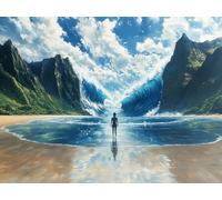 Large Diamond Art Ocean Diamond Painting, Dimond Painting Tsunami Mosaic Kits for Adults 5D DIY Full Drill Gem Art Cross Stitch Crafts Embroidery Kit for Room Wall Decor, Gifts 130x100cm -lsy25010T2