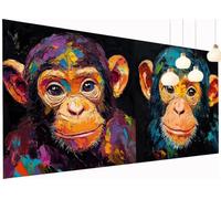 Large Diamond Art Painting Animal Diamond Painting Kits for Adults Monkey 5D Round Full Drill Crystal Art and Crafts for Adults Kids, Wall Gem Arts Kits With Accessories for Home Decor 40x90 cm S2-374