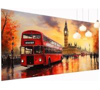 Large Diamond Art Painting London Diamond Painting Kits for Adults Bus 5D Round Full Drill Crystal Art and Crafts for Adults Kids, Wall Gem Arts Kits With Accessories for Home Decor 30x60 cm S2-630