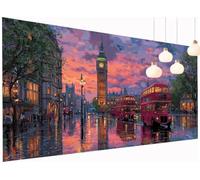 Large Diamond Art Painting London Diamond Painting Kits for Adults Street View 5D Square Full Drill Crystal Art and Crafts for Adults Kids, Wall Gem Arts Kits for Home Wall Decor 40x80 cm S2-669
