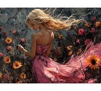 Large Diamond Art Sunflower Diamond Painting, Dimond Painting Woman Mosaic Kits for Adults 5D DIY Full Drill Gem Art Cross Stitch Crafts Embroidery Kit for Room Wall Decor, Gifts 12x8inch -lsy25010VS