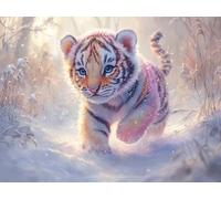Large Diamond Art Tiger Diamond Painting, Dimond Painting Winter Mosaic Kits for Adults 5D DIY Full Drill Gem Art Cross Stitch Crafts Embroidery Kit for Room Wall Decor, Gifts 52x40inch -lsy2501016