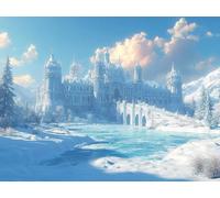 Large Diamond Art Winter Diamond Painting, Dimond Painting Castle Mosaic Kits for Adults 5D DIY Full Drill Gem Art Cross Stitch Crafts Embroidery Kit for Room Wall Decor, Gifts 20x16inch -lsy250102A