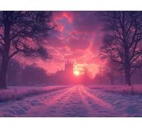 Large Diamond Art Winter Diamond Painting, Dimond Painting Sunset Mosaic Kits for Adults 5D DIY Full Drill Gem Art Cross Stitch Crafts Embroidery Kit for Room Wall Decor, Gifts 52x40inch -lsy25010J3