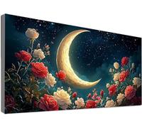 Large Diamond Painting 100x200cm,5D Moon Diamond Art Kits Adults, Full Drill Dimond Painting Flower Craft Kits for Kids Age 10, DIY Mosaic Crystal Creations Sequin Art for Home Decoration Gifts C2-417