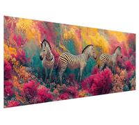 Large Diamond Painting 100x40cm, Colorful Diamond Art Painting Kits for Adults, DIY Round Full Drill Cross Stitch Crystal Creations Gem Art Dimond Paintings Kits Zebra for Adults, Bedroom Decor D-25