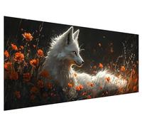Large Diamond Painting 100x40cm, Fox Diamond Art Painting Kits for Adults, DIY Round Full Drill Cross Stitch Crystal Creations Gem Art Dimond Paintings Kits Flower for Adults, Room Bedroom Decor G-24