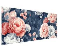 Large Diamond Painting 100x40cm, Peony Diamond Art Painting Kits for Adults, DIY Round Full Drill Cross Stitch Crystal Creations Gem Art Dimond Paintings Kits Flower for Adults, Bedroom Decor D-81