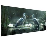 Large Diamond Painting 130x50cm, Lotus Diamond Art Painting Kits for Adults, DIY Round Full Drill Cross Stitch Crystal Creations Gem Art Dimond Paintings Kits Animal for Adults, Room Bedroom Decor H-3