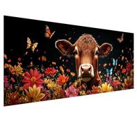 Large Diamond Painting 150x60cm, Butterfly Diamond Art Painting Kits for Adults, DIY Round Full Drill Cross Stitch Crystal Creations Gem Art Dimond Paintings Kits Ox for Adults, Bedroom Decor I-28