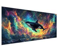 Large Diamond Painting 150x60cm, Colorful Diamond Art Painting Kits for Adults, DIY Round Full Drill Cross Stitch Crystal Creations Gem Art Dimond Paintings Kits Whale for Adults, Bedroom Decor H-95