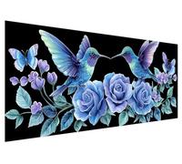 Large Diamond Painting 150x60cm, Hummingbird Diamond Art Painting Kits for Adults, DIY Round Full Drill Cross Stitch Crystal Creations Gem Art Dimond Paintings Kits Rose for Adults, Bedroom Decor H-33