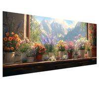 Large Diamond Painting 150x60cm, Window Diamond Art Painting Kits for Adults, DIY Round Full Drill Cross Stitch Crystal Creations Gem Art Dimond Paintings Kits Flower for Adults, Bedroom Decor I-22