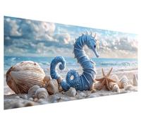 Large Diamond Painting 200x80cm, Seahorse Diamond Art Painting Kits for Adults, DIY Round Full Drill Cross Stitch Crystal Creations Gem Art Dimond Paintings Kits Beach for Adults, Bedroom Decor E-76